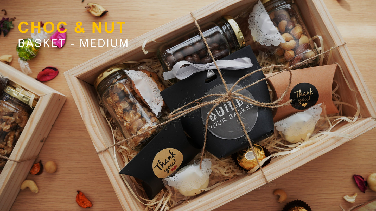 Chocolate and Nut Gift Basket, top view