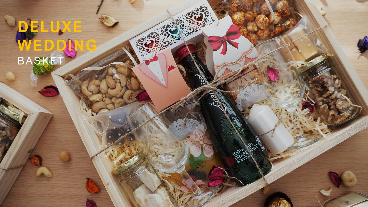 Deluxe Wedding Gift Basket, top view