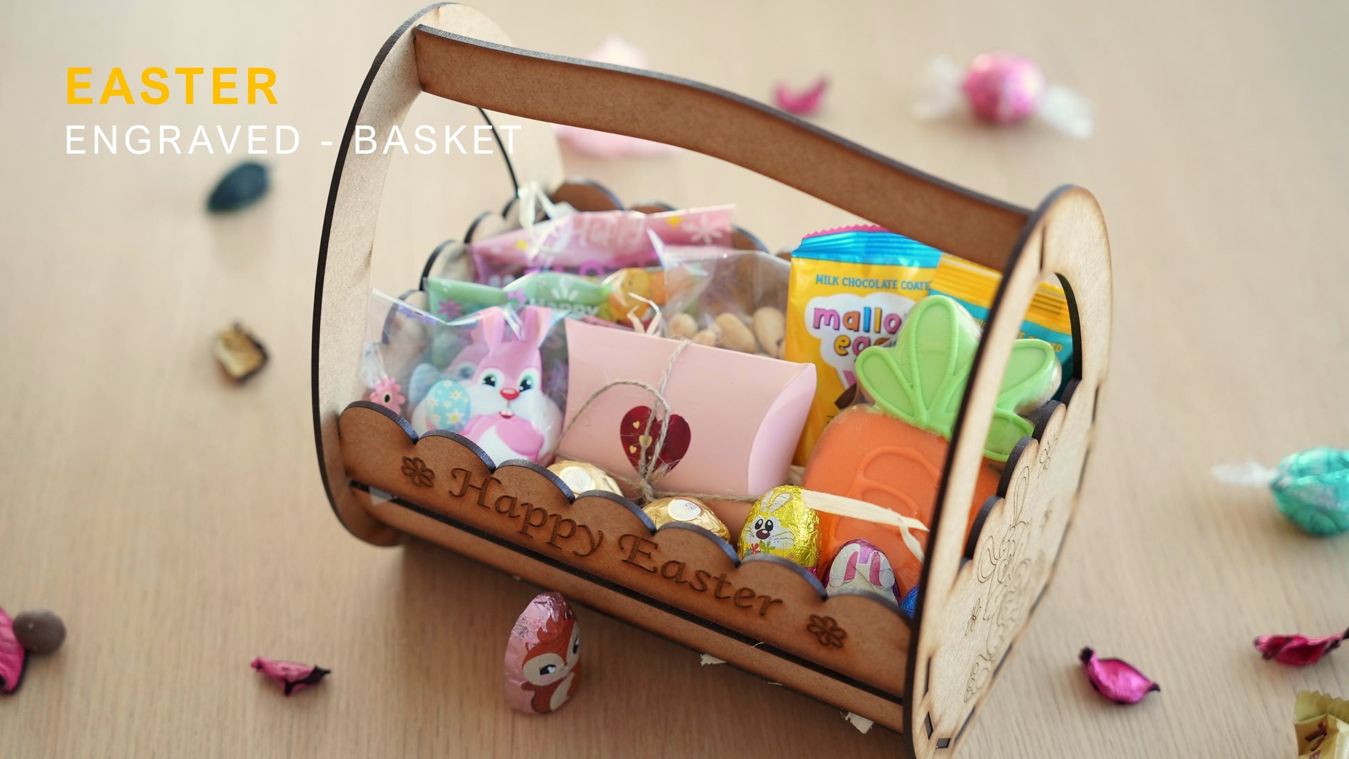 Engraved Easter Basket, top view