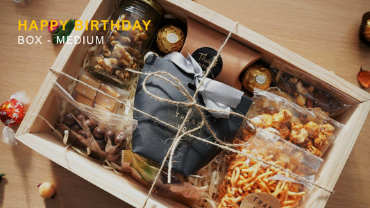 Happy Birthday Gift Basket, top view