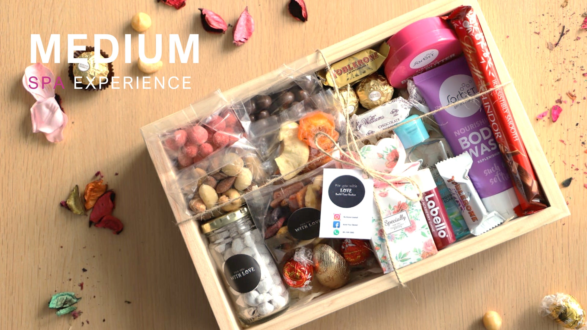 Medium Spa Gift Basket, top view